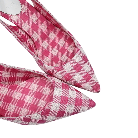 Christian Louboutin Kate Sling 55 Pointed Toe Slingback Pumps Pink Gingham 36.5 - Picture 6 of 15